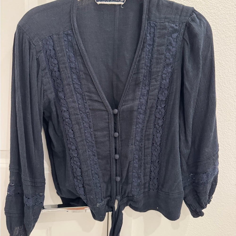 Abercrombie & Fitch Charcoal Lace Blouse